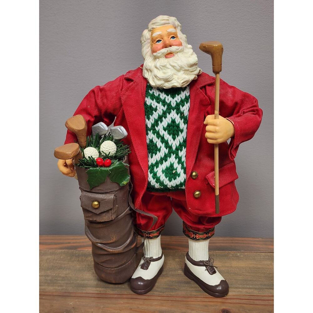 Vintage Santa Collectible 10.5” Golfing Santa Clause Figurine Christmas Decor